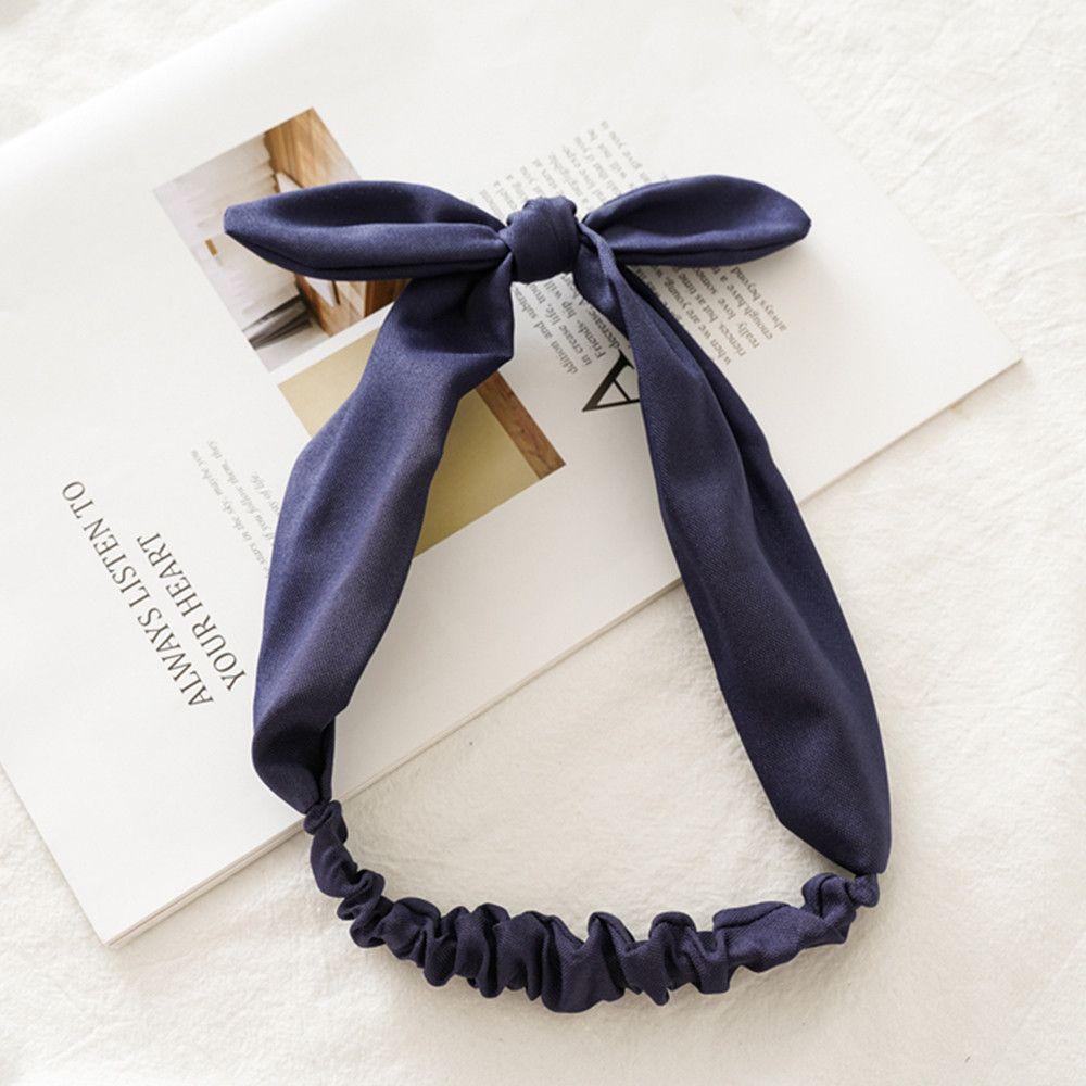 Women's Fashion Elastic Solid Colors Headwrap Bowknot Headband Turban Rabbit Ears Hairband