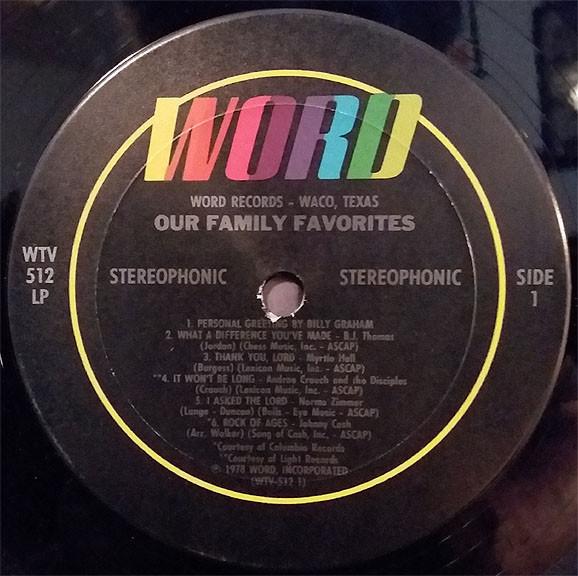 Виниловая пластинка РАЗЛИЧНЫЕ Наши Семейные Любимчики WTV512 Word 1978 США СоулФанк Б/У