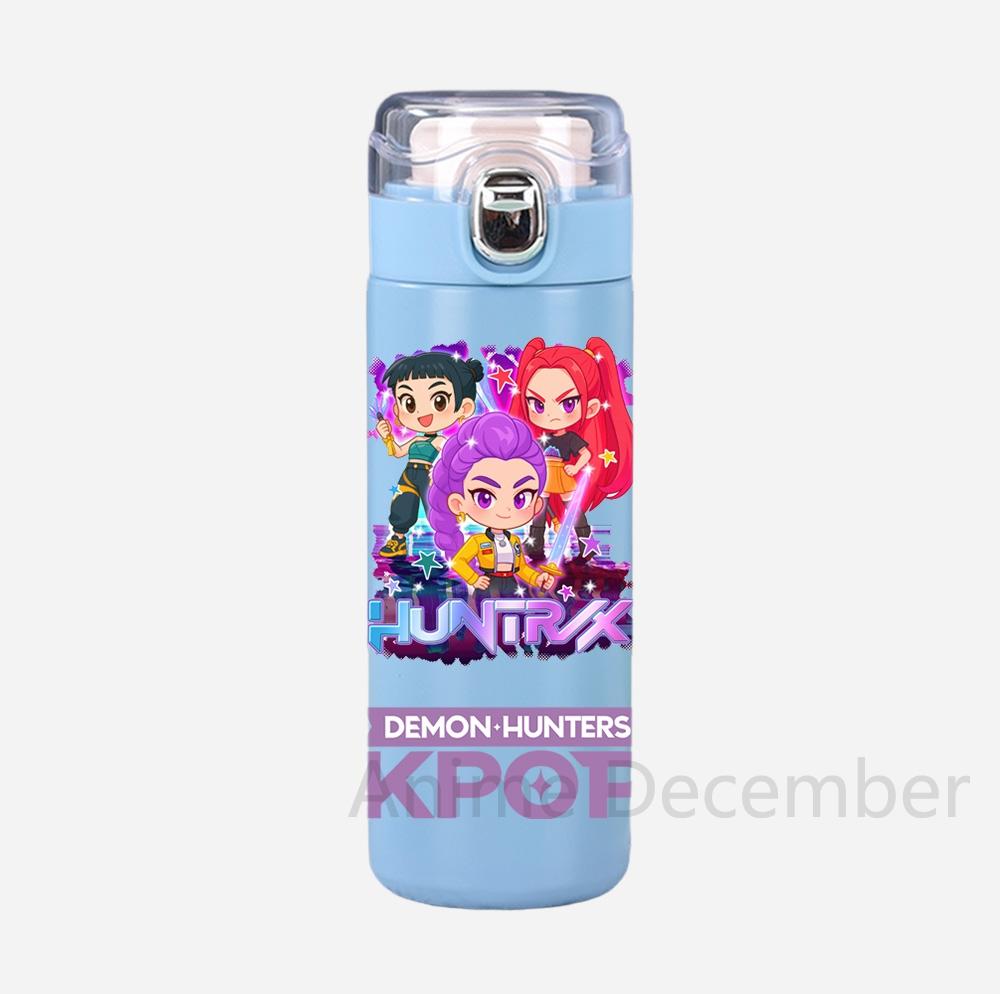 Аниме K-Pop Охотники на демонов Принтованная чашка-термос Портативная из нержавеющей стали 400 мл Бутылка для воды Герметичная Чашка для воды для кемпинга Подарки