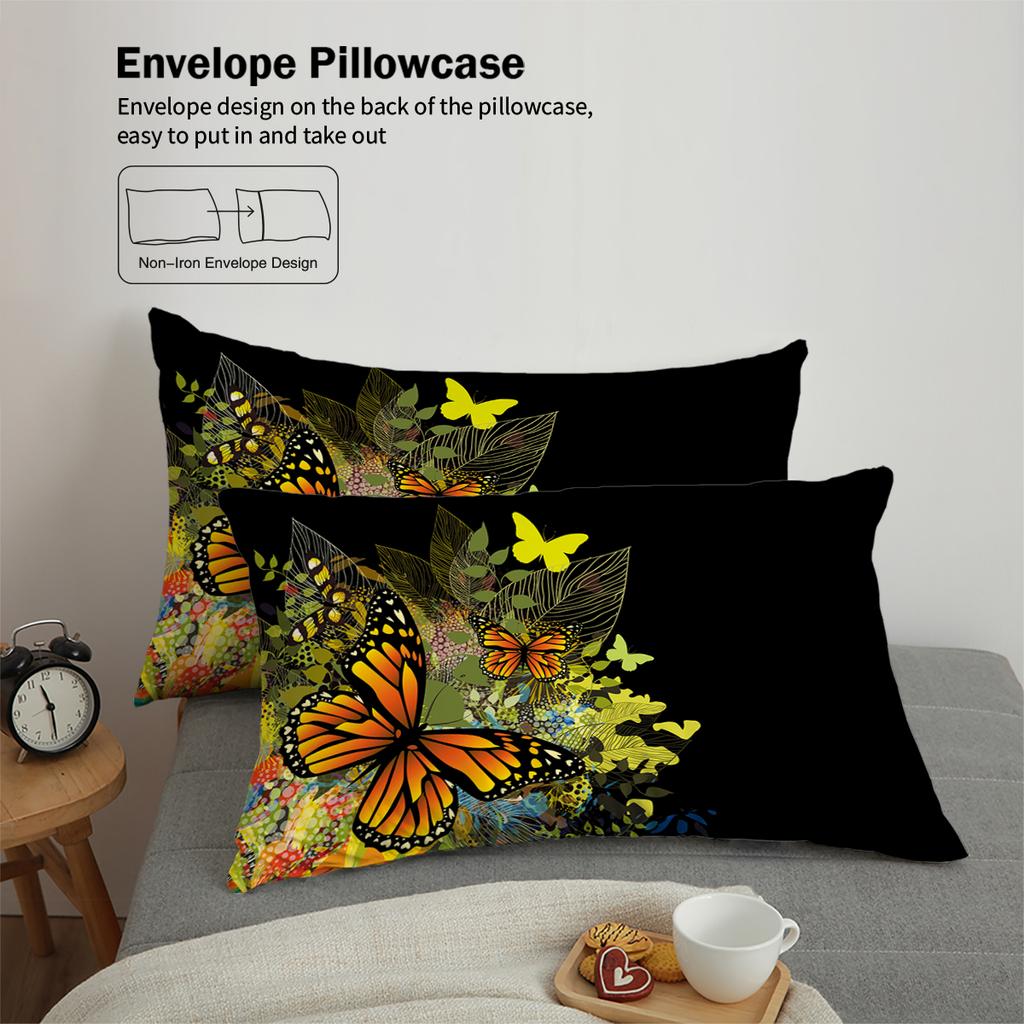 3-piece Butterfly Printed Down Duvet Cover (1 Пуховый пододеяльник+2 наволочки, Без наполнителя) Мягкий и удобный комплект постельного белья