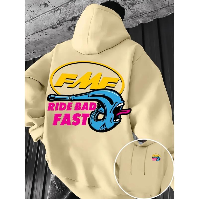 Свободная ретро толстовка с логотипом выхлопной системы FMF 'Ride Bad Fast', мужская, с принтом для бездорожья и мотокросса, флисовый пуловер, уличная толстовка с капюшоном