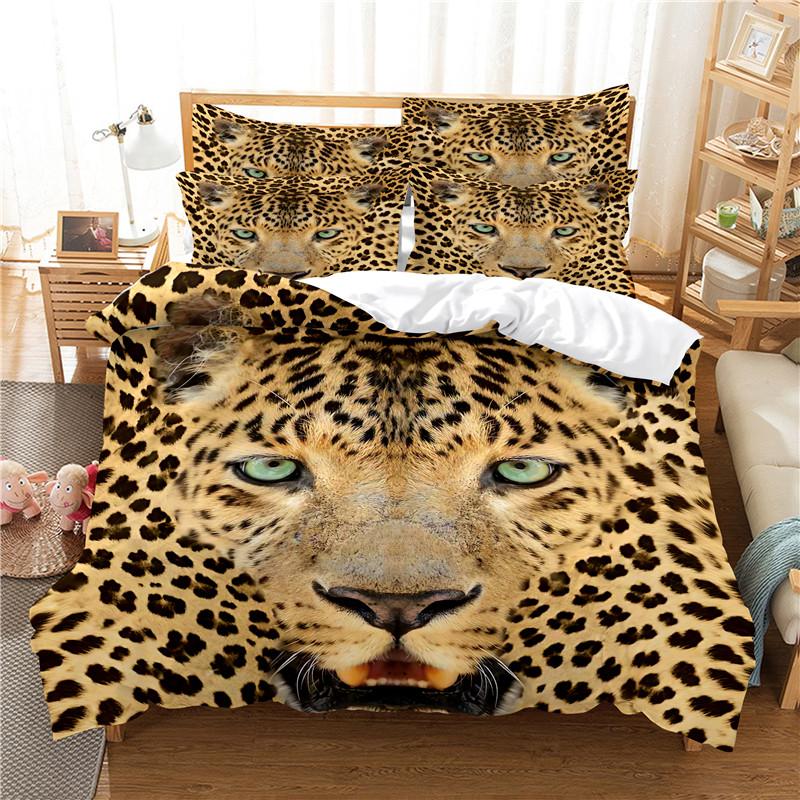Animal Bedding Collection Duvet Cover Collection 3D Bedding Black LeopardCat Digital Printing With Bed Linen Queen Size Bedding Collection Fashion