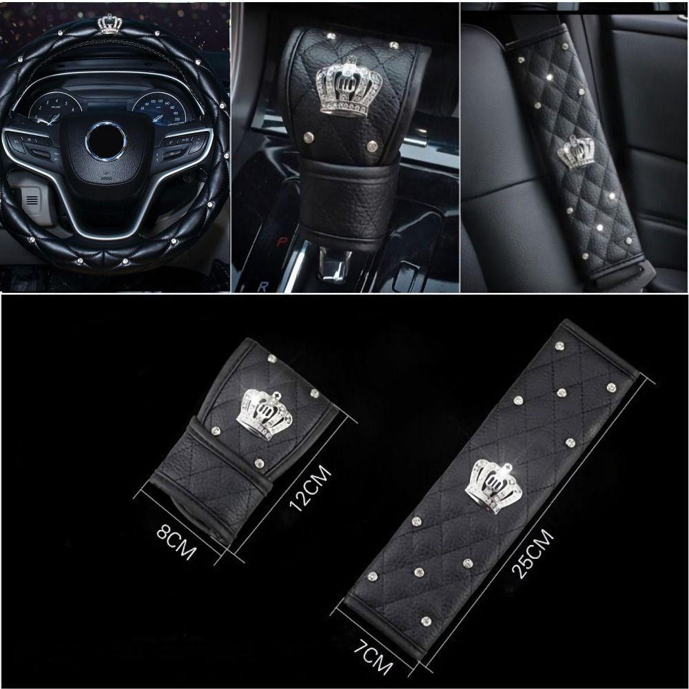 Fashion Diamond Black Pink Soft Auto Wheel Covers Cover Texture Steering Wheel Cover Car Glove