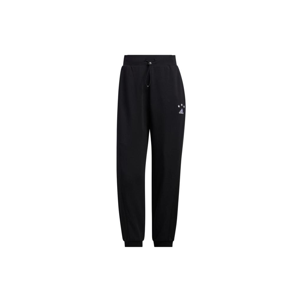 adidas С принтом логотипа и эластичной резинкой на талии, зауженные трикотажные джоггеры, женские брюки черного цвета HY2823