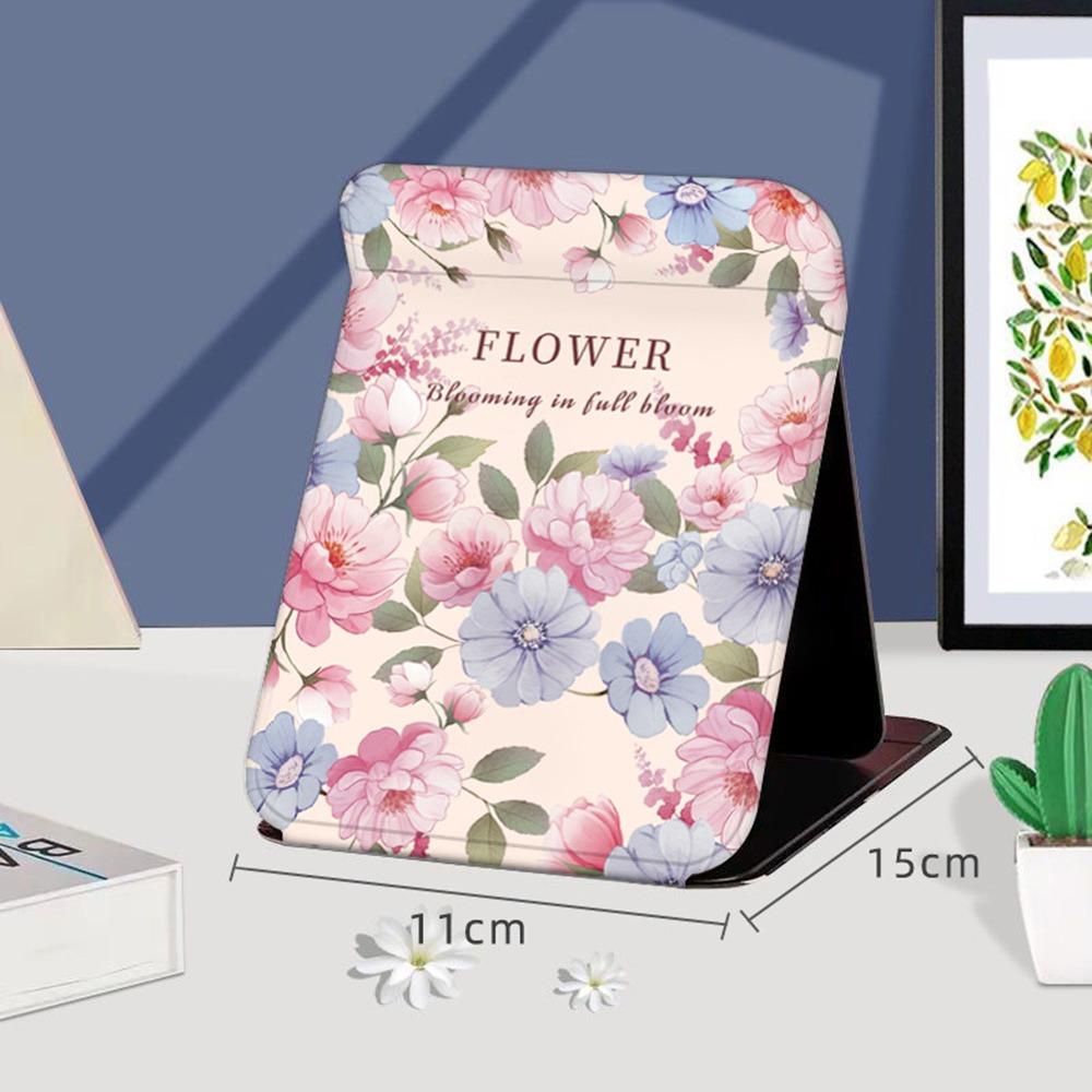 Floral Vanity Mirror Standing Compact Mirror Portable Desktop Makeup Mirror  for Student Dormitory