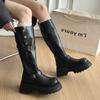 Long Boots Female Knight Boots Tall Autumn and Winter Thin Long Boots Thick Sole 2025 New Retro Black Thick Heel British Style
