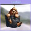 Милый акриловый плоский брелок для зеркала заднего вида в виде собаки, подвесное украшение для интерьера автомобиля