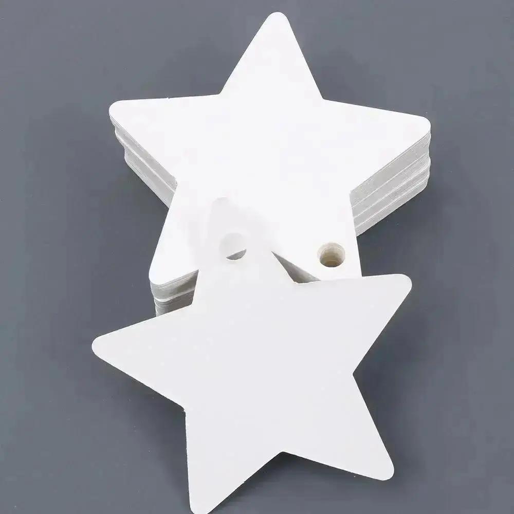 100pcs Five-pointed Star Christmas Wedding Label Party Gift Card Hanging Tags Christmas Ornaments Party Decorations Wholesale