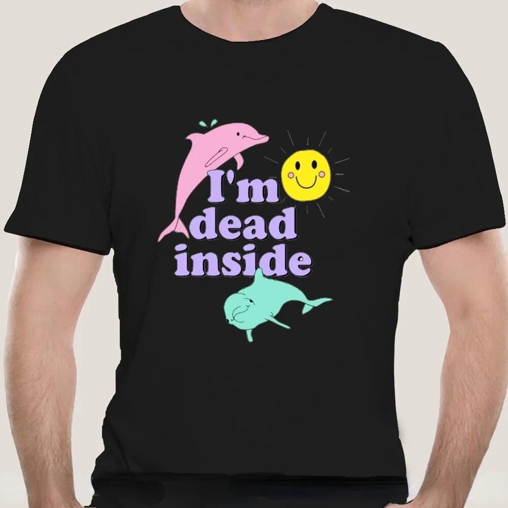 Kawaii Dolphin IM Dead Inside Sunshine TShirt Women Unisex Cute Cartoon Tops Unisex Harajuku Aesthetic Tee Oversized T Shirt