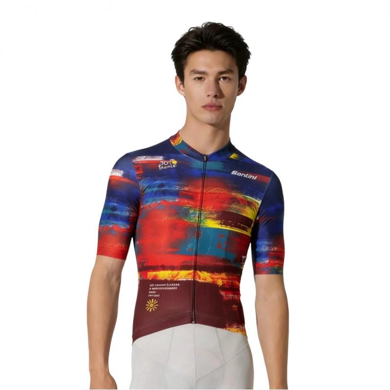 Mens Short Sleeve Cycling Jersey With Graffiti Print Breathable Quick Dry Road Bike Racing Use