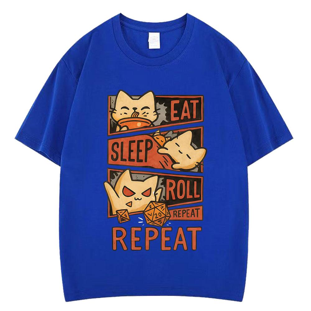 Whimsical Cat DnD Funny Meme Tshirt Unisex Women Vintage Loose Casual T Shirts Summer Cotton Fashion Oversized Tshirts Streetwear