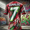 2025 New Summer Ronaldo 7 Chatgpt Design Football T-Shirt For Children Men And Women Same Breathable Quick Drying Sports Shirt