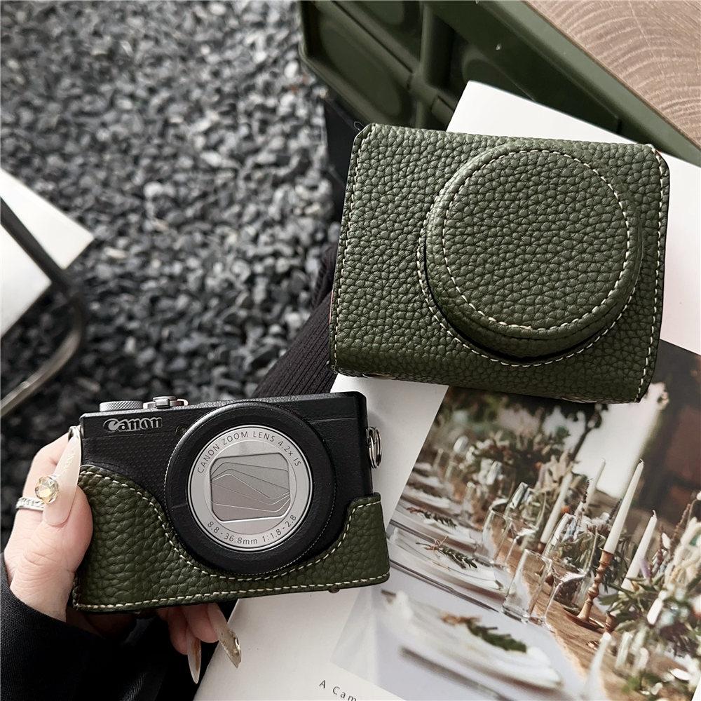 Роскошный чехол для камеры из искусственной кожи для Canon PowerShot G7X Mark II III G7X2 G7X3 G7XII G7XIII с отверстием для батареи, полная защита с ремешком