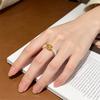 Lucky Gold Ingot Wealth-attracting Natural Freshwater Pearl Irregular Flat Bead Stretch Ring Copper Gold-Plated Women's Trendy