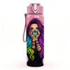 1PC Girl With Vibrant Dyed Hair Art Print 750ml Color Plastic Sports Water Bottle Leakproof Flip Straw Lid Suitable for Sports Office Home Use