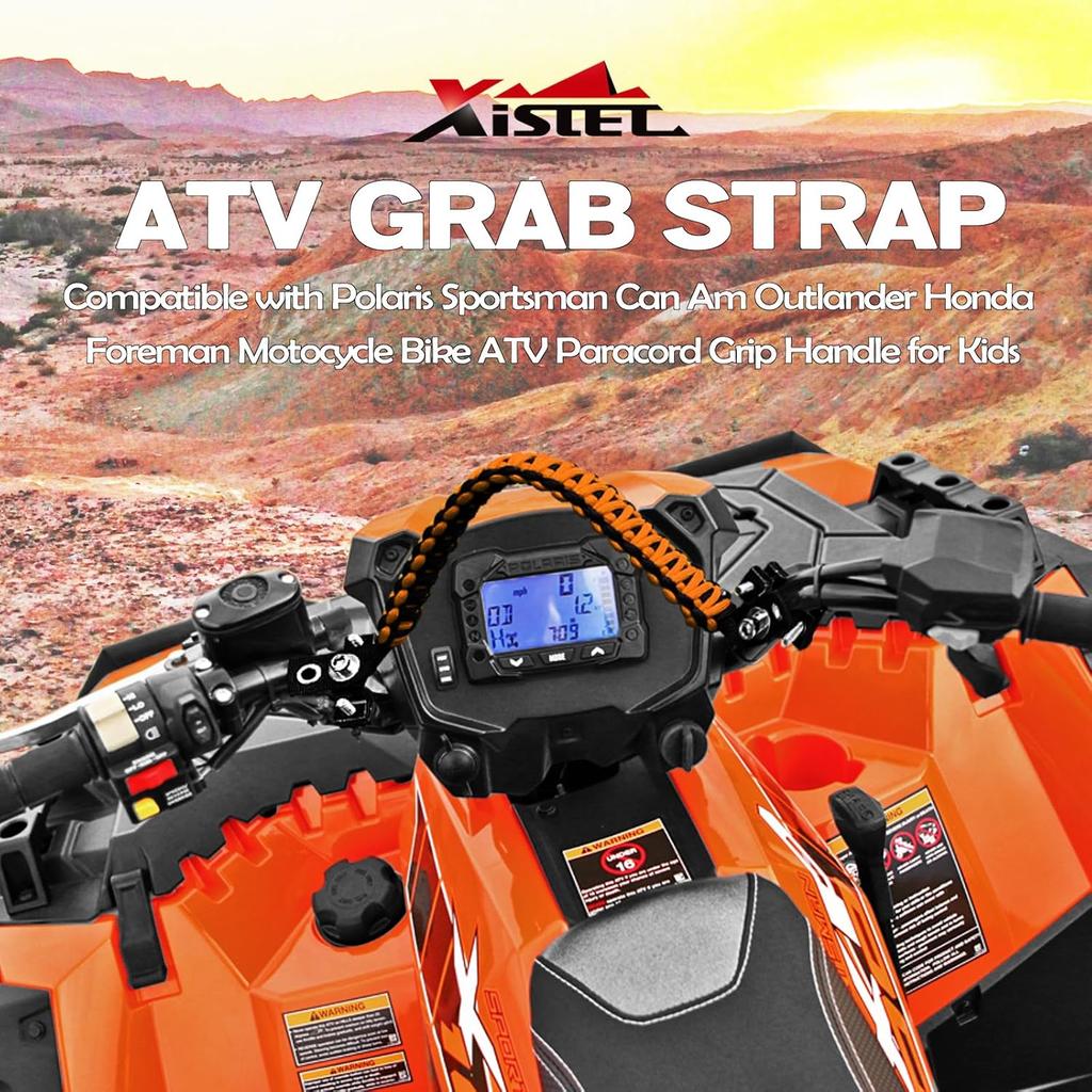 Xislet Ремень для захвата квадроцикла Совместим с Polaris Sportsman Can Am Outlander Honda Foreman Мотоцикл Велосипед Квадроцикл Ручка-захват из паракорда Для детей Универсальный Для