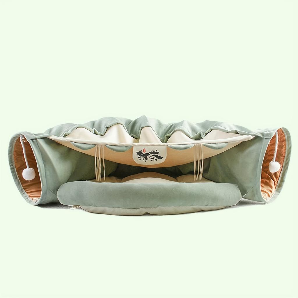 Foldable Cat Tunnel Bed with Crinkly Paper: Perfect Toy for Indoor Cats To Play and Exercise