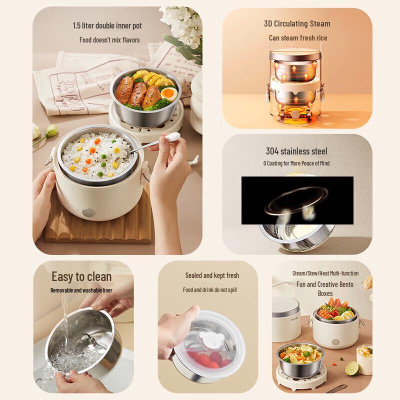 Bear 1.5L Electric Heating Lunch Box CN plug (adapter included)
