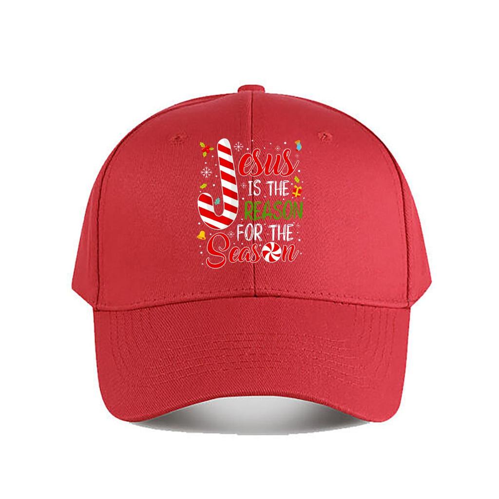 Jesus Is The Reason Christmas Candy Cane Decor Baseball Cap Fashion Unisex Sunhat Womens Outdoor Sports