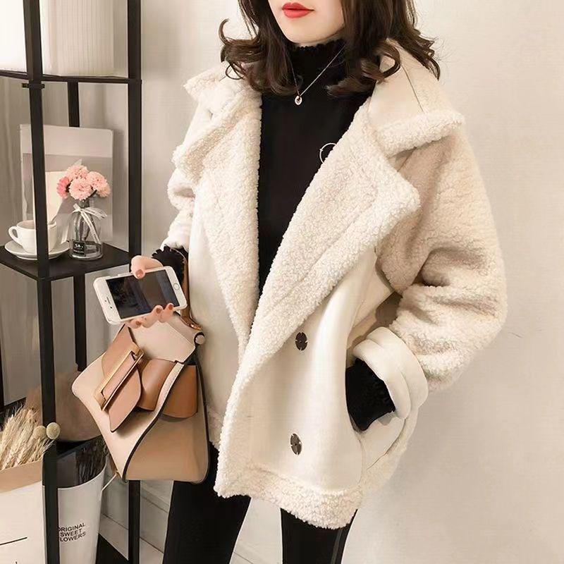 Plus-Size Women's Suede Fur Motorcycle Jacket for Autumn/Winter