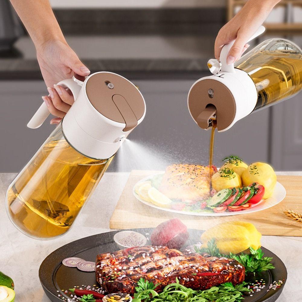 Leakproof 2 in1 Oil Sprayer Food Grade Glass Sauce Seasoning Container Oil Spray Bottle Air Fryer