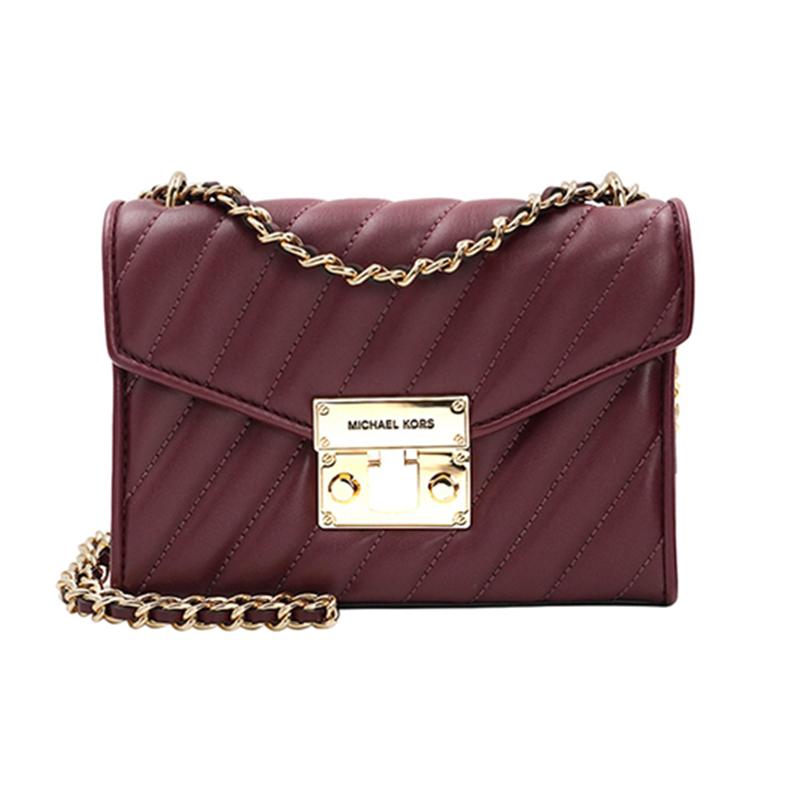 MICHAEL KORS Rose Chain Quilted Flap Closure Faux Leather Underarm Bag Shoulder Bag Small Women's Burgundy