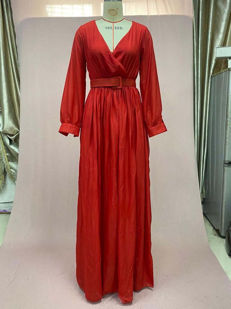 2025 Желтое платье с высокой талией в стиле ретро из шифона с длинными рукавами