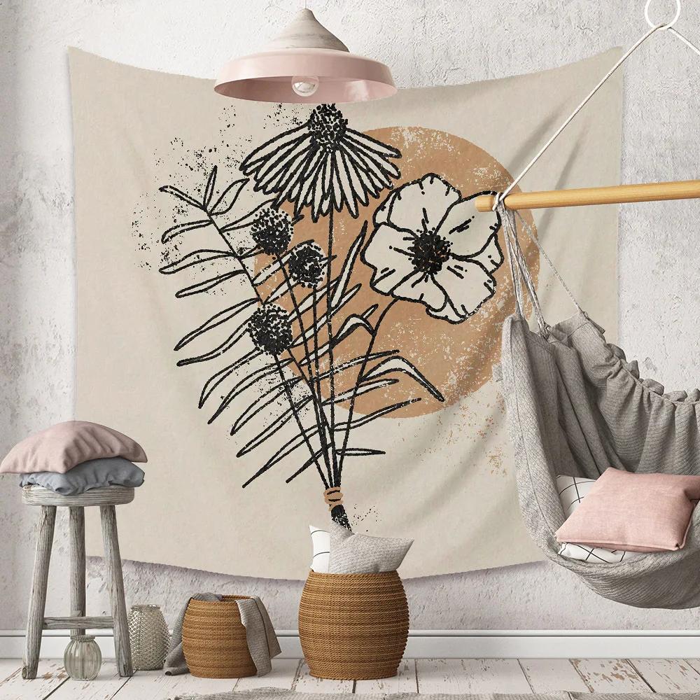 Бохо Фон Иллюстрация Фреска Декор Геометрический Гобелен Настенный Спальня Эстетическое Одеяло