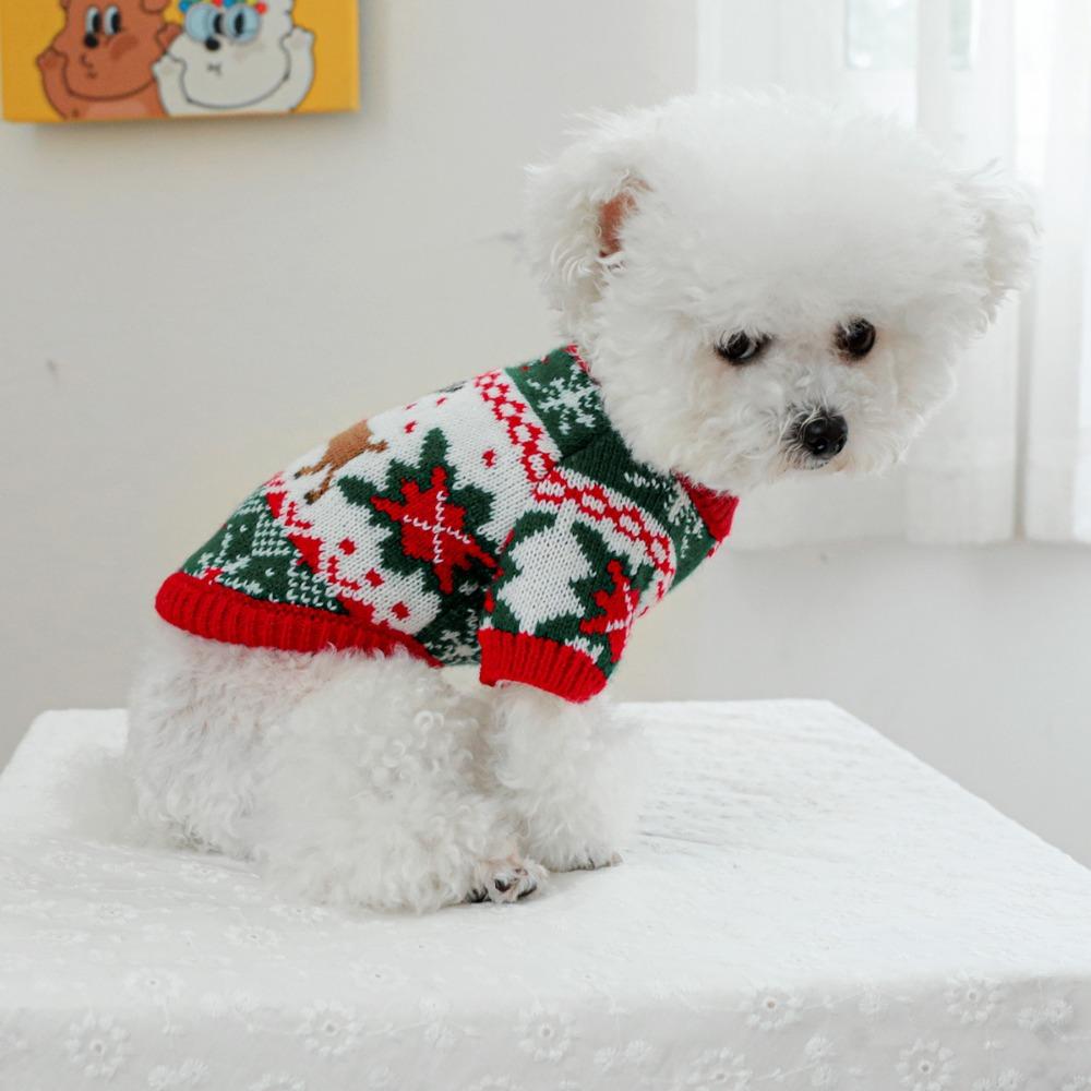 Cartoon Pattern Dog Snowflake Sweater Soft Cat Elk Knitwear Pet Christmas Sweater  Holiday Suit