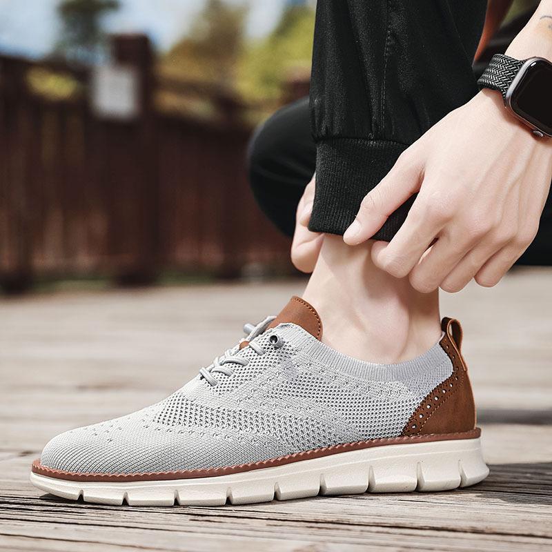 2025 внешняя торговля британский стиль мужская обувь весна и лето дышащая спортивная обувь обувь из сетки с плетением «муха» большой размер 48 размер кроссовки