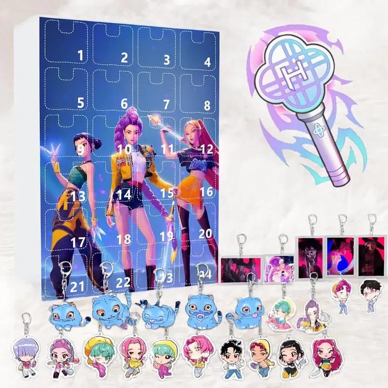 K-pop Брелок акриловый «Охотники на демонов», Рождественский адвент-календарь, Блайнд-бокс с 24 сюрпризами, Брелок для сумки, Подарок для фанатов