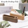 Wood Business Card Holder With Pen Slot Desktop Business Card Display Stand Memo Holder Storage Box Card Organizer For Office
