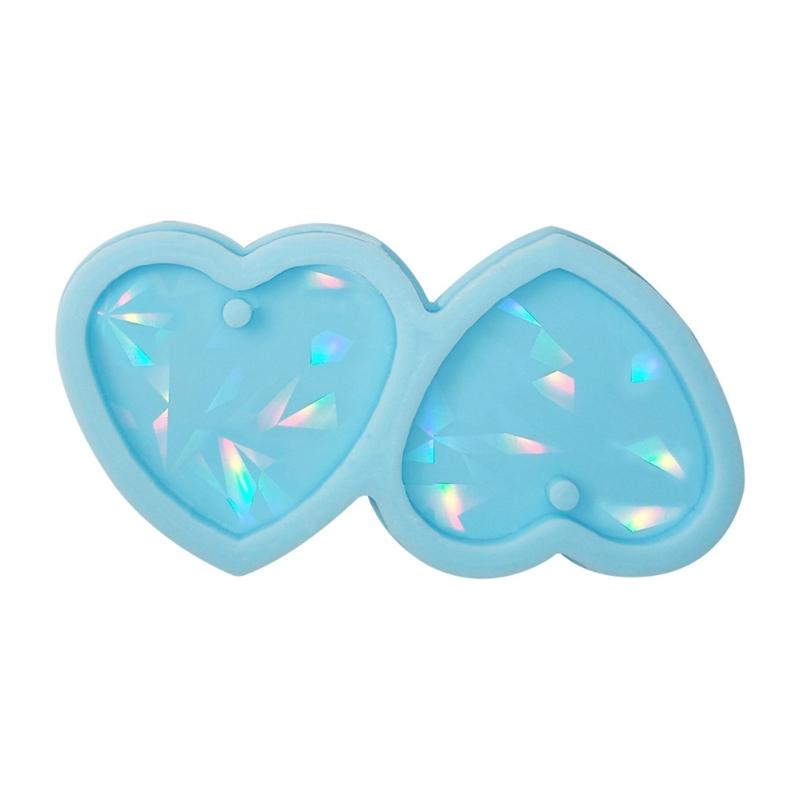 Heart Earring Resin Mold Jewelry Casting Mold Silicone Pendant Mould Holographics Epoxy Resin Mold for Keychain Crafts