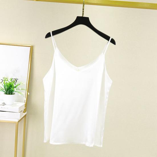 Майка с V-образным вырезом, однотонная, очень мягкая, без рукавов, свободного кроя, полиэстер