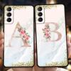 Розовые Цветы Буква Чехол для Телефона Для Samsung S24 S23 S22 S20 S21 FE Ultra S24 S23 S10 S10E S9 S8 Plus 5G Ударопрочный ТПУ Чехол Сумка