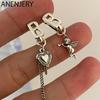 Angel Tassel Heart Shape Buckle Earrings Female Vintage Asymmetrical Earrings Party Jewelry Aretes Brincos