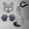 Faux Fur Cat Fox Maque Tail And Paw Gloves Set Handmade Furry Animal Therian Kit Masquerade Halloween Party Cosplay Costume Accessory