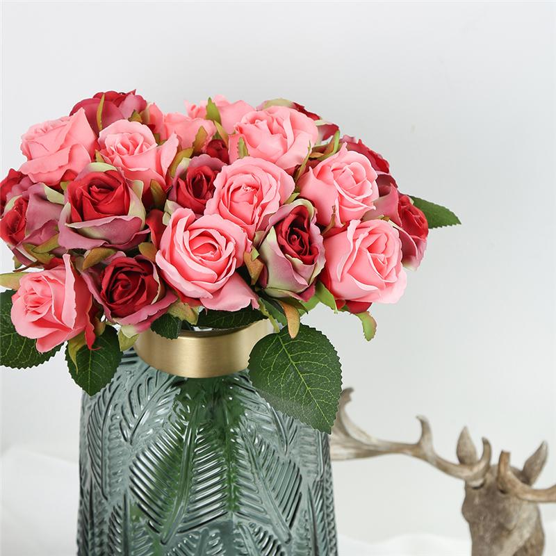 24 Pcs/lot Fake Flowers Rose Artificial Flowers Wedding Bouquet Silk Rose Flower for Home Party Decoration