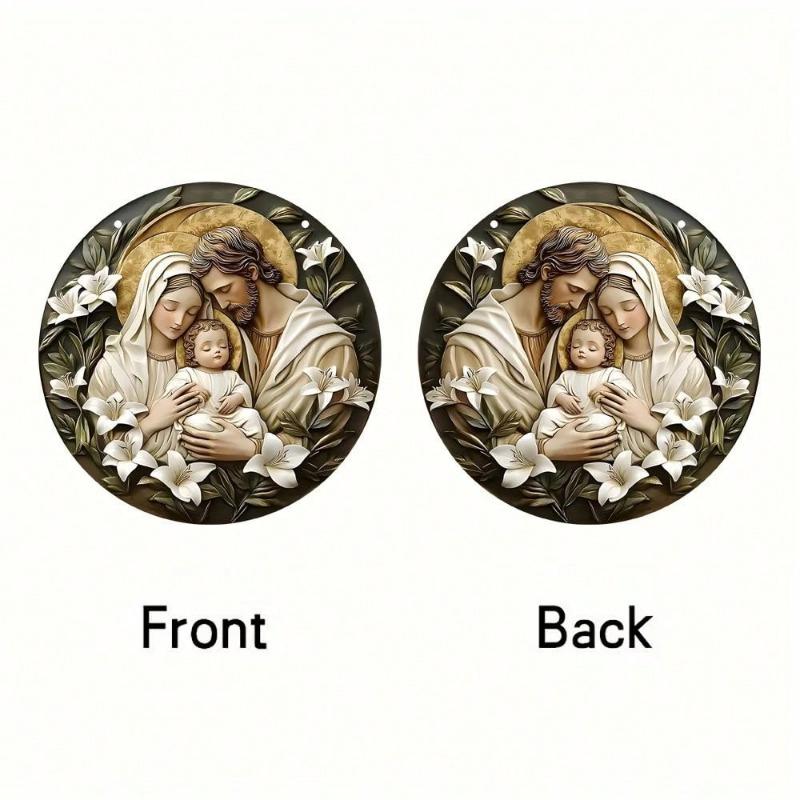 Подвесной кулон на окно из цветного стекла, 2D акриловый ловец солнца с изображением рождения Иисуса, для гостиной, декор спальни, подарок верующим