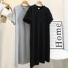A Large-sized Short-sleeved Casual Dress for Women In Summer, A New Loose Solid Color Mid-length Over-the-knee Slit T-shirt Dress