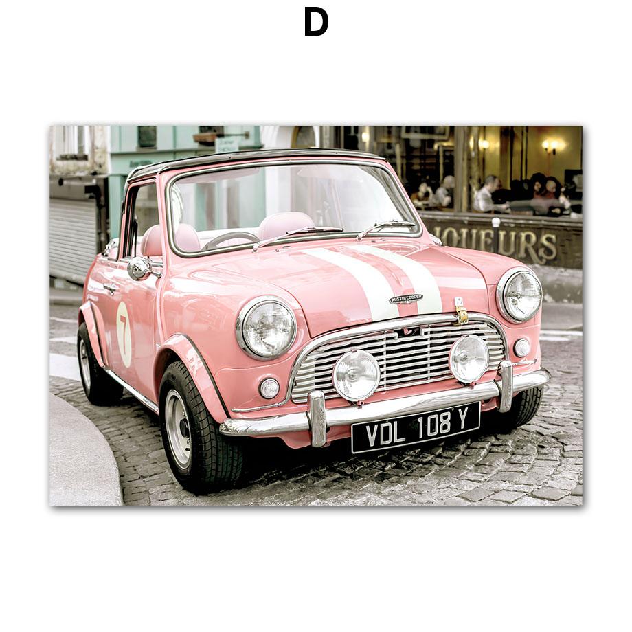 London Pink City Retro Car Ferris Wheel Wall Art Canvas Painting Nordic Posters And Prints Wall Pictures For Living Room Decor