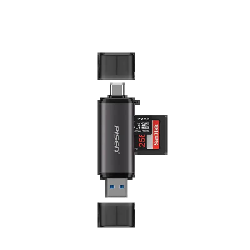 Алюминиевый двойной кардридер PISEN USB 3.0 и Type-C 3.0 для карт SD/TF