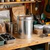 Round Steel Storage Container Metal Rice Canister with Lid, Moisture-proof Food Container, Stackable Jar Durable Pantry for Dry Goods And Pet Locking