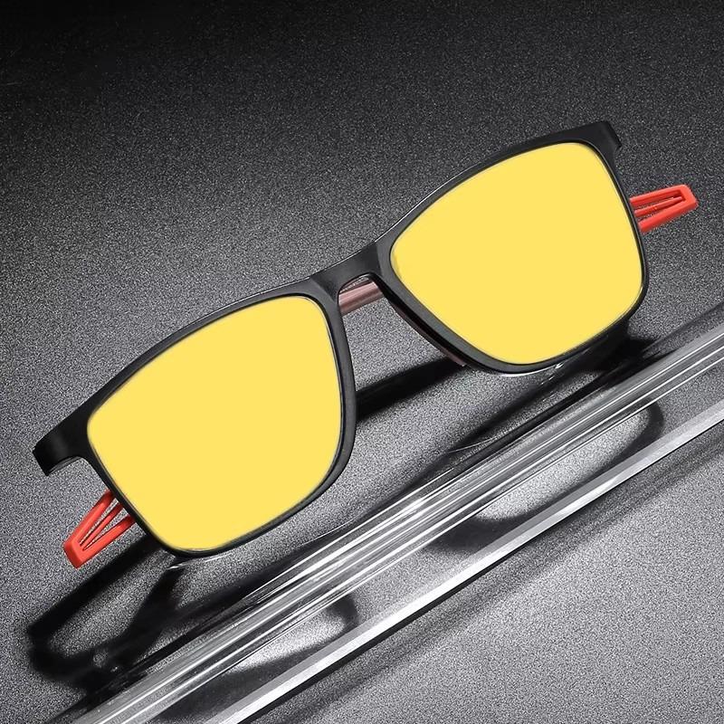 Non-polarized Sports Night Vision Men Women Fashion Anti Blue Light Computer Eyewear Unisex Flexible Square Frame Anti-glare Driving Eyewear