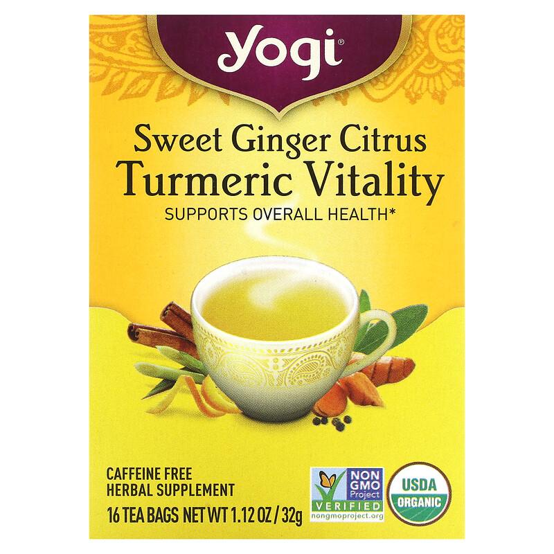Turmeric Vitality, Sweet Ginger Citrus, Caffeine Free, 16 Tea Bags, 1.12 oz (32 g)