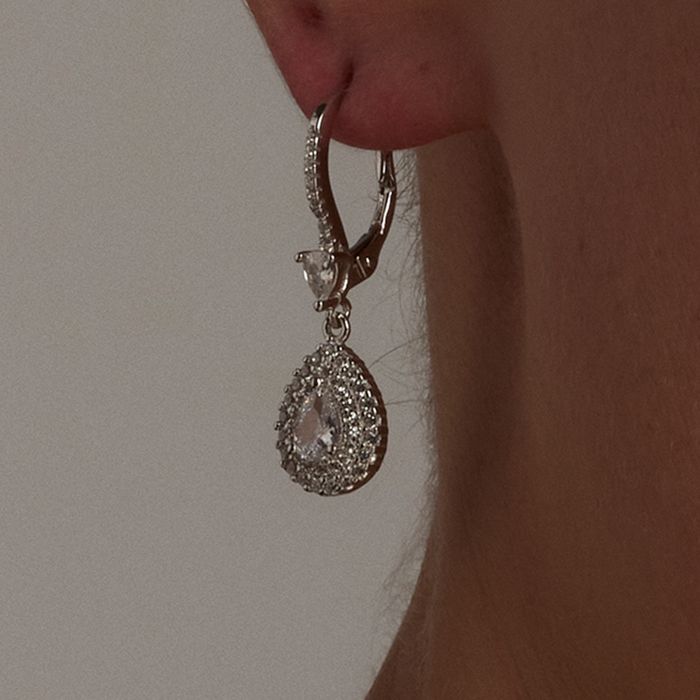 Boucles d'oreilles Luxenter en argent 925 avec zircon brillant plaqué finition en rhodié - Shiyi
