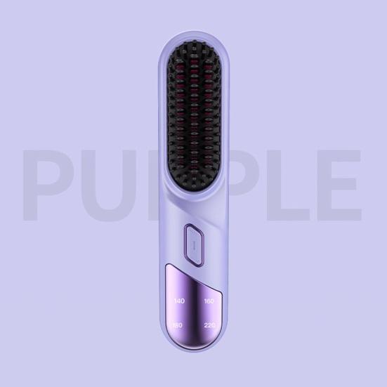 Hair Straightener Brush 4 Temperatures Fast Heating USB Rechargeable Cordless Negative Ions Hot Brush Electric Fluffy Curly Hair Styling Detangling