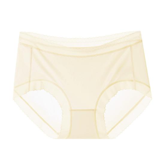 Women's Ultra Thin Ice Silk Underwear Seamless Mid Waisted Stretchy Panties Ladies