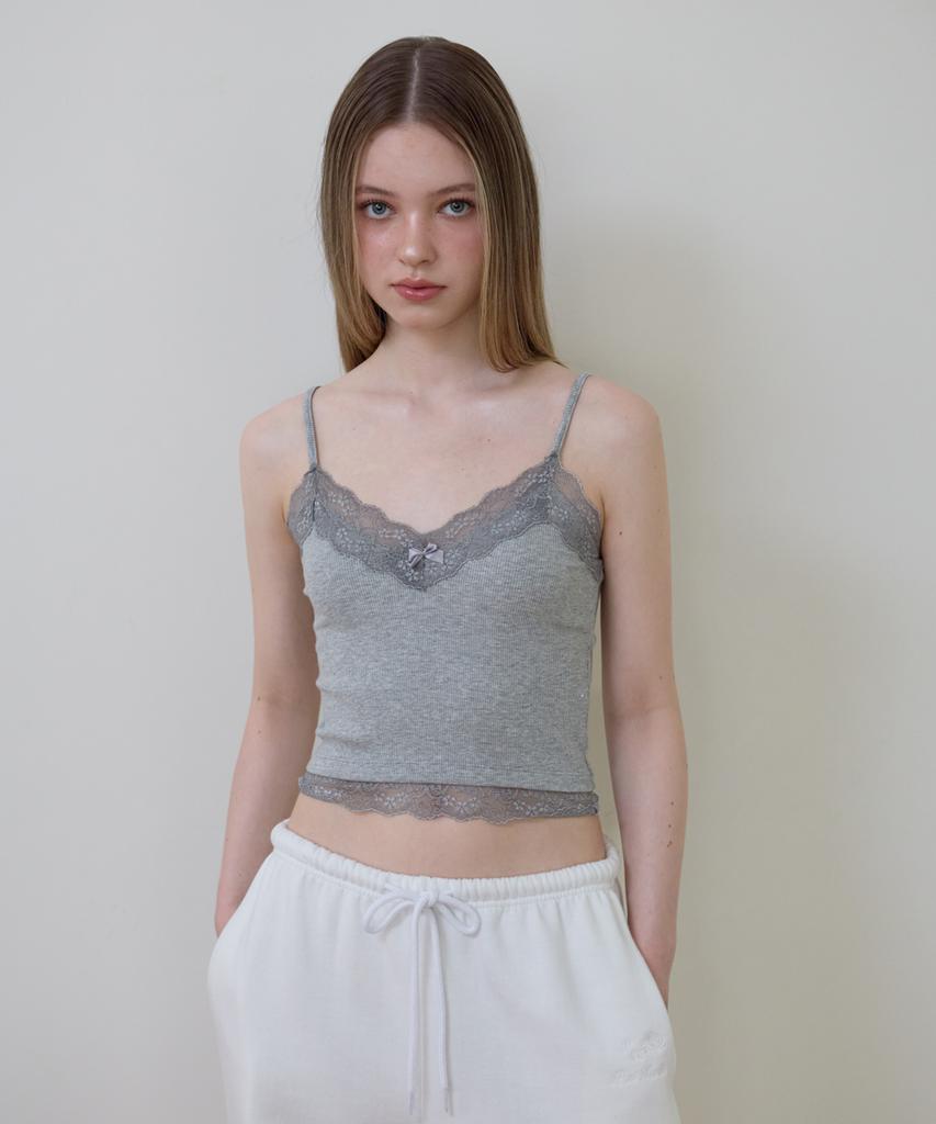 ROSEFRANTZ Lace Trim Sleeveless [Gray]