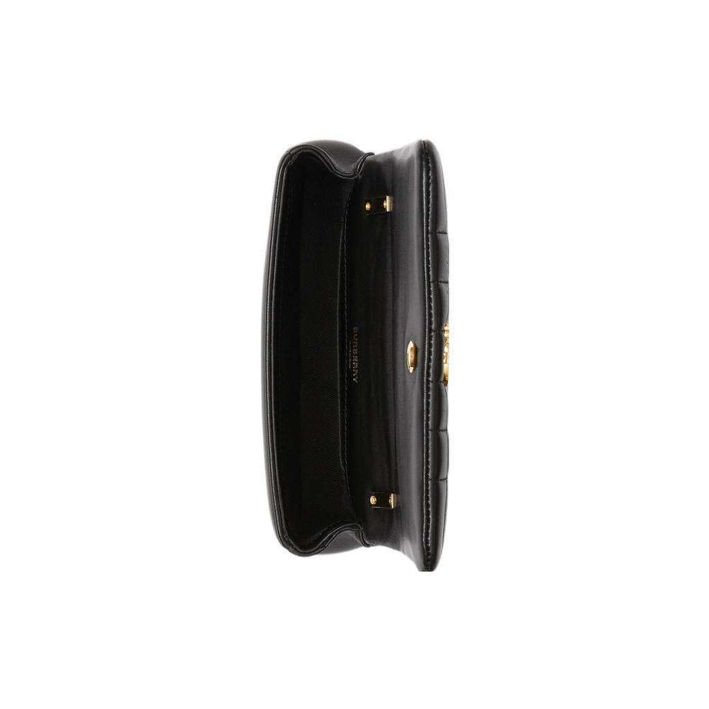 Burberry TB Logo Quilted Leather Crossbody Bag, Black Gold Hardware, Casual Chain Shoulder Handbag for Women 80594921